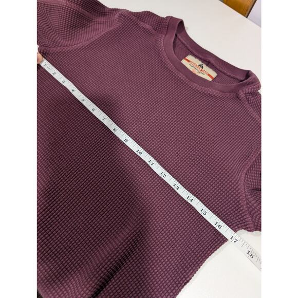 American Giant Top Womens Medium Burgundy Thick Waffle Knit Long Sleeve - Picture 7 of 9